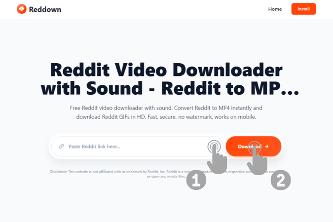 Pasting link into Reddown